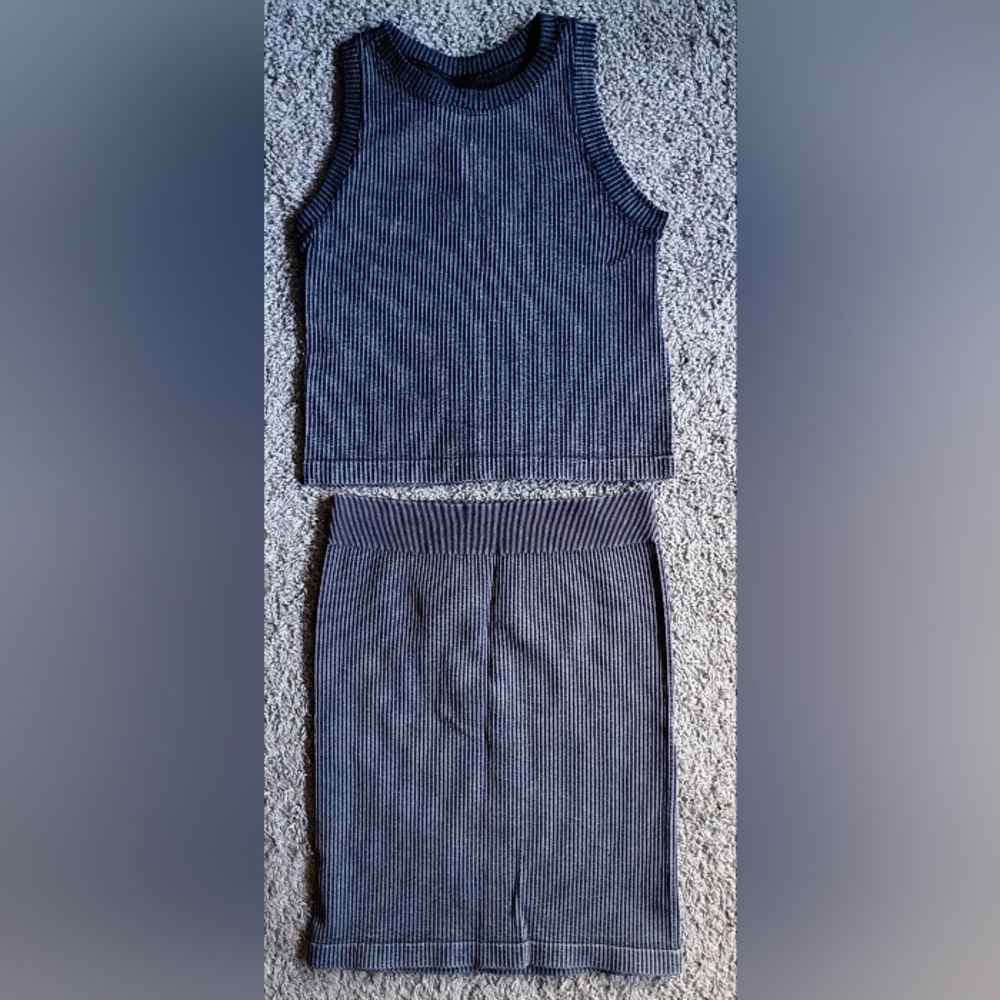 Aura Ribbed Knit Tank/Skirt Set